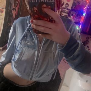 Y2k hello kitty blue 2 pc tracksuit with gems